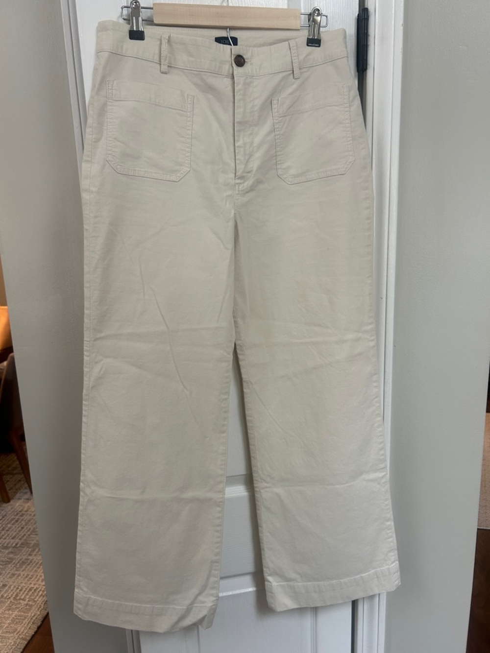 J. Crew Off-White Cotton Wide-Leg Pants